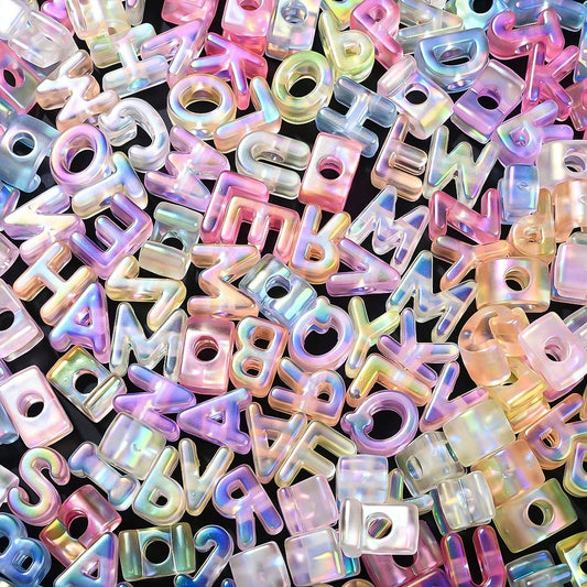 Shiny UV Random A–Z Big Hole Letter Spacer Beads, 10pcs