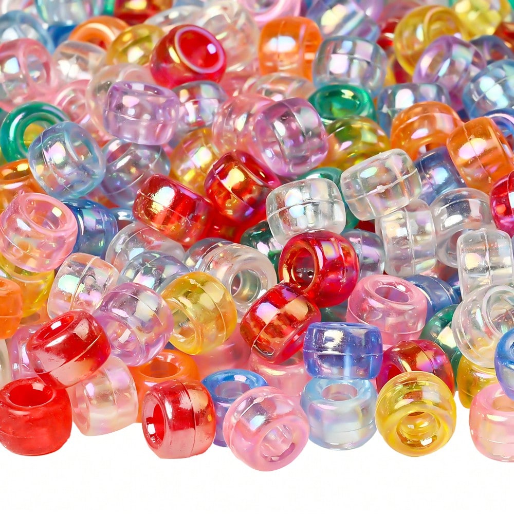 50/100/500/1000pcs 6x9mm Mixed Color Acrylic Pony Beads