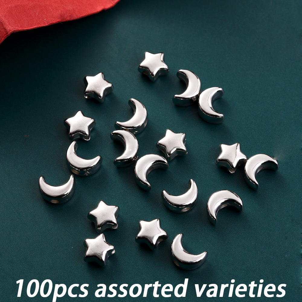AB Shiny Romantic Heart Acrylic Spacer Beads