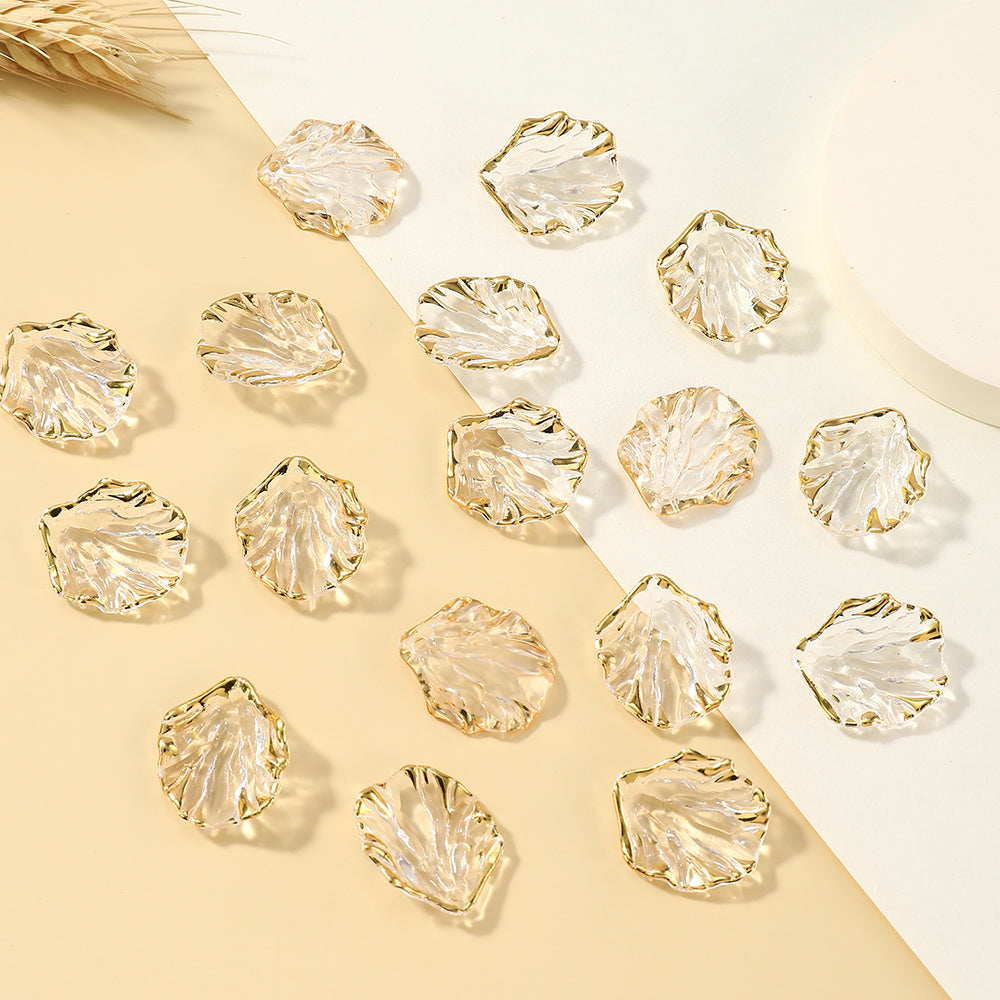 Transparent Golden Edged Petal Acrylic Beads