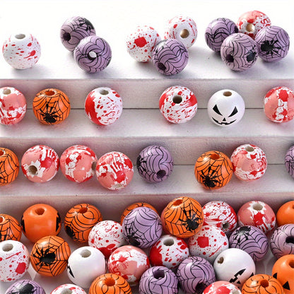 Halloween Wooden Pattern Beads