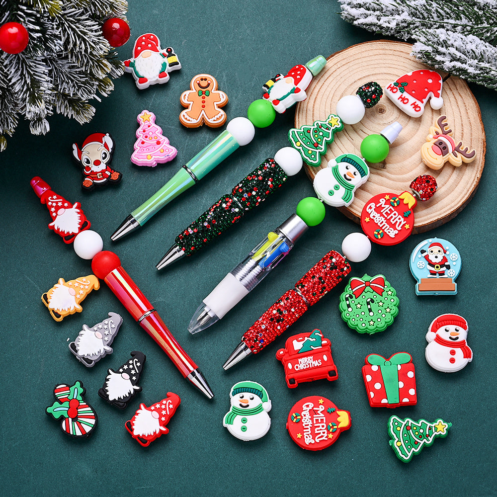 Christmas Silicone Focal Bead Set, 25pcs