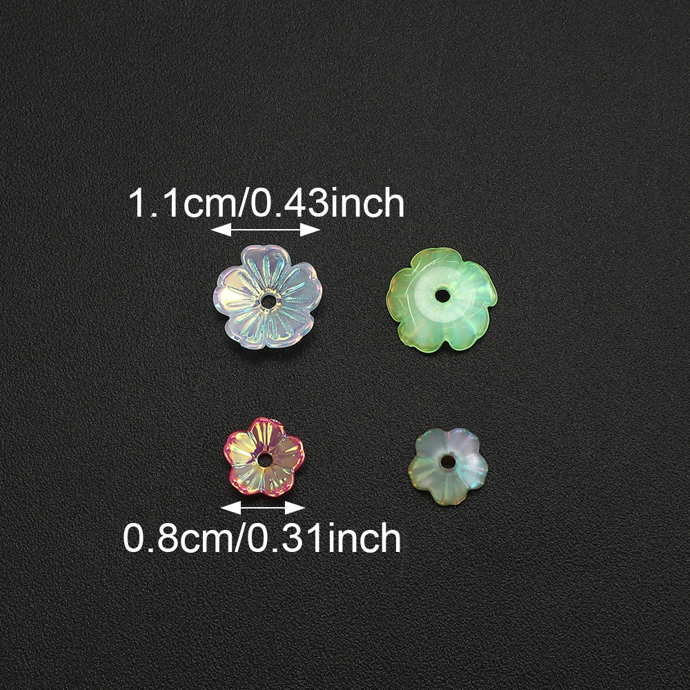 8/11mm Five Petal Acrylic Flower Beads
