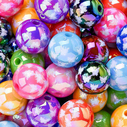 16mm Butterfly Print Acrylic Beads