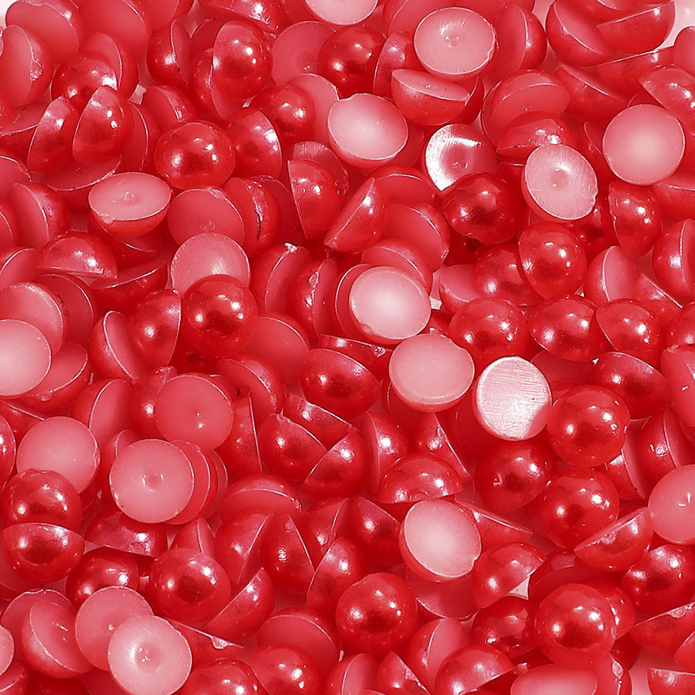 1000pcs Semi Circular Resin Pearl Beads