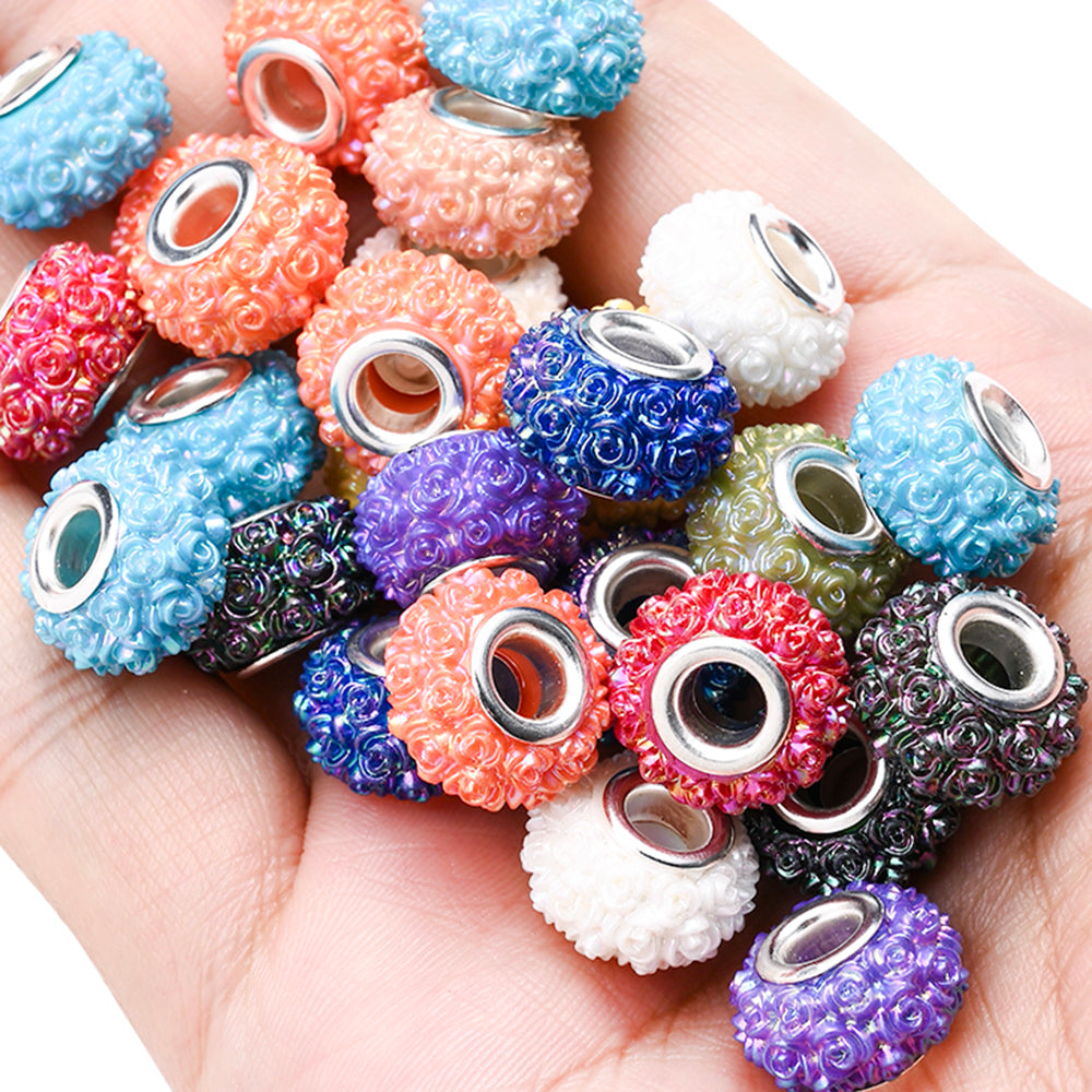 50pcs 9x15mm Rose Flower Acrylic European Beads