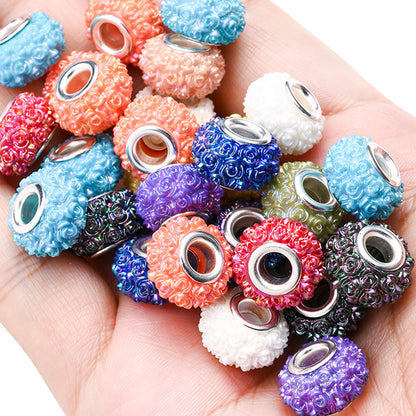 50pcs 9x15mm Rose Flower Acrylic European Beads