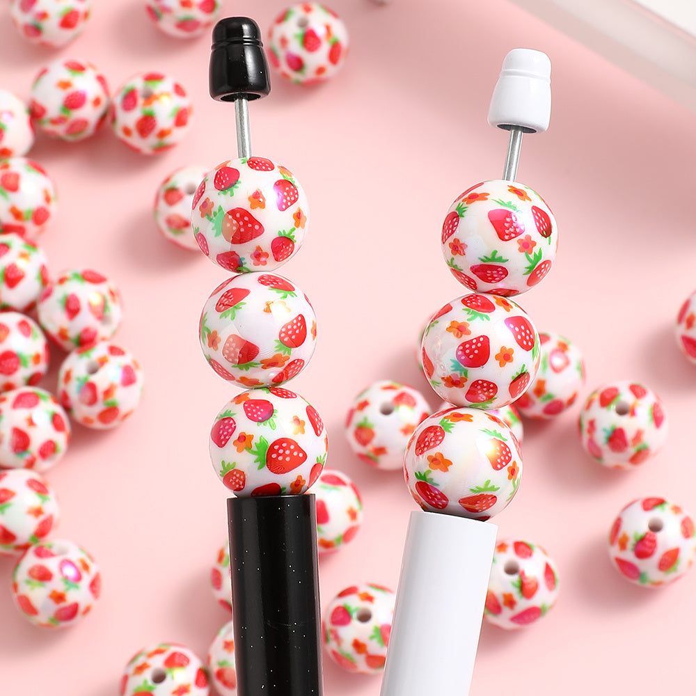 16mm Strawberry Resin Glossy Beads
