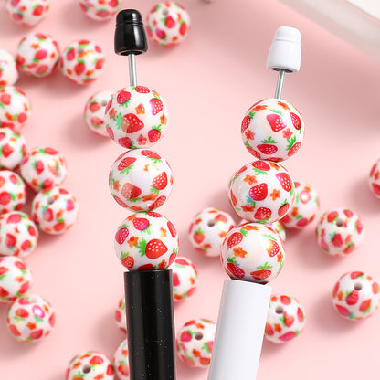 16mm Strawberry Resin Glossy Beads