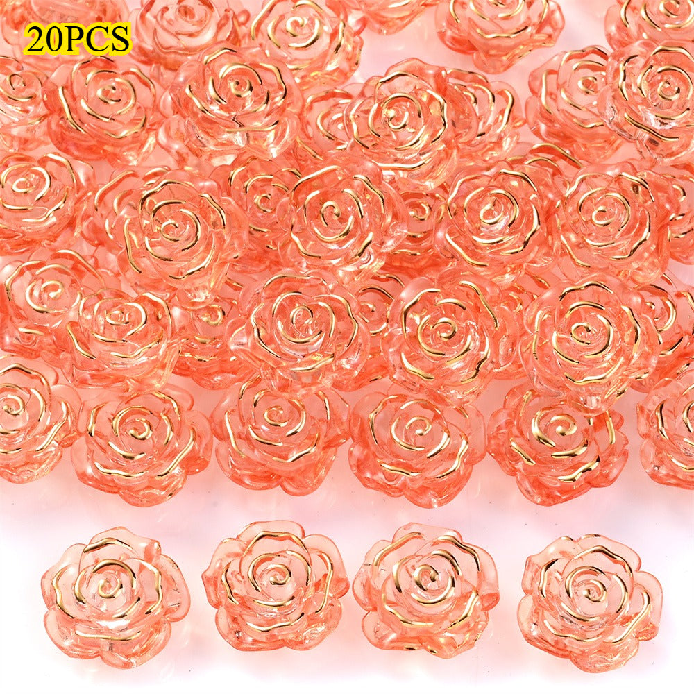 Transparent Camellia Flower Acrylic Beads