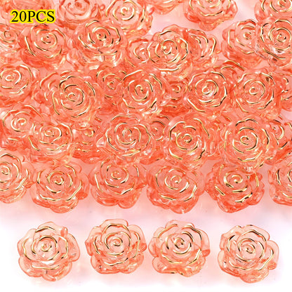 Transparent Camellia Flower Acrylic Beads
