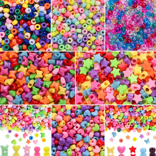 100/1000pcs 6-12mm Colorful Acrylic Shape Beads