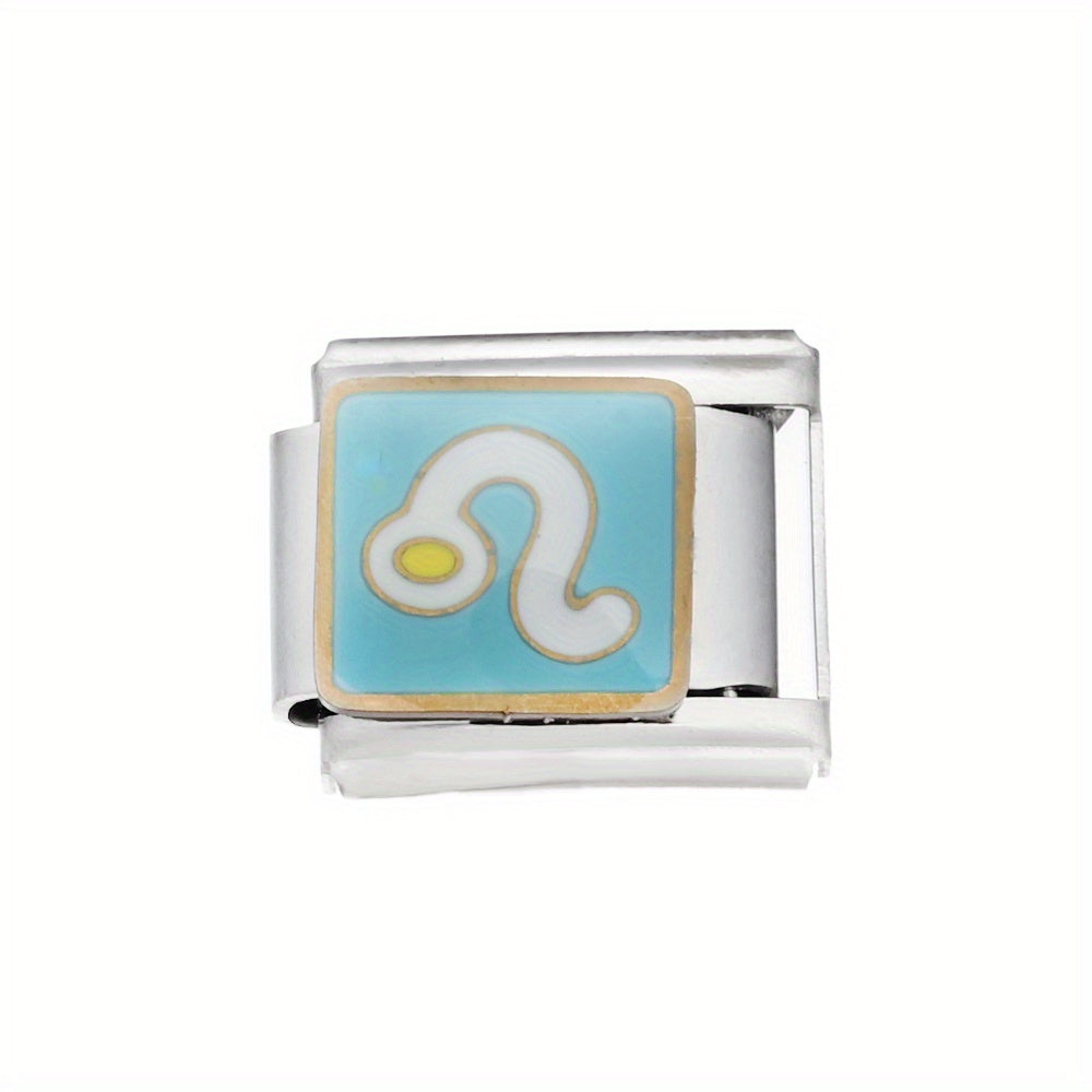 1pc 9x10mm Stainless Steel Zodiac Sign Module Bead
