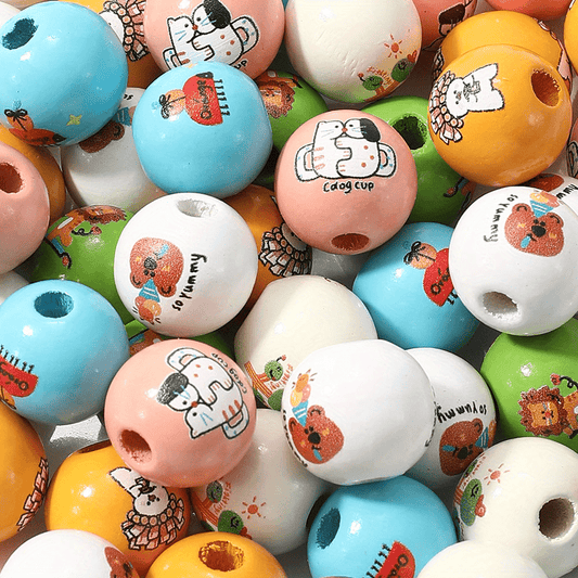 10pcs Animal Design Wooden Beads Set