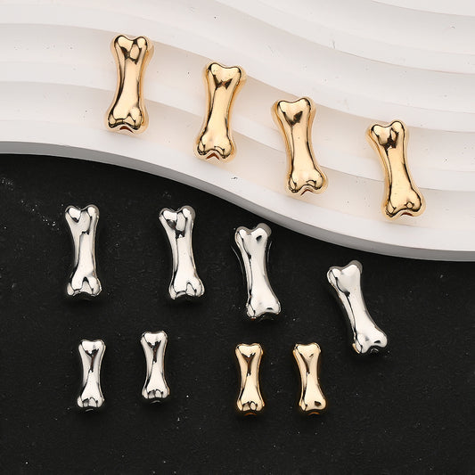 30/50pcs 15/20mm Golden & Silvery Bone-Shaped CCB Beads