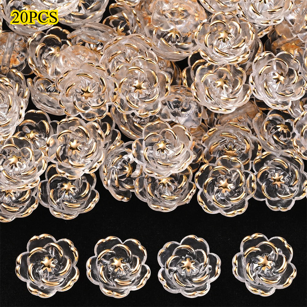 Transparent Camellia Flower Acrylic Beads