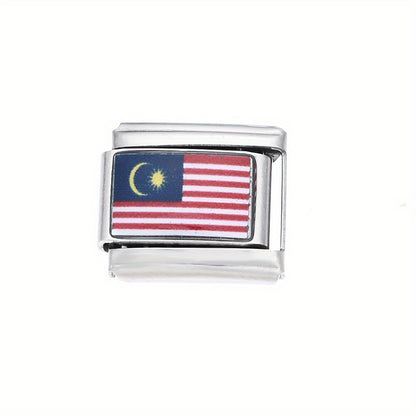 1pc 9x10mm Stainless Steel World Flag Module Charm Bead