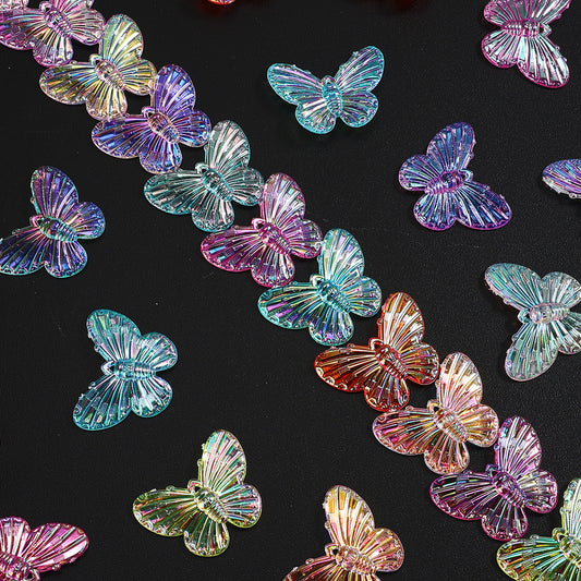 50pcs/set 22x29mm UV Color Butterfly Acrylic Beads