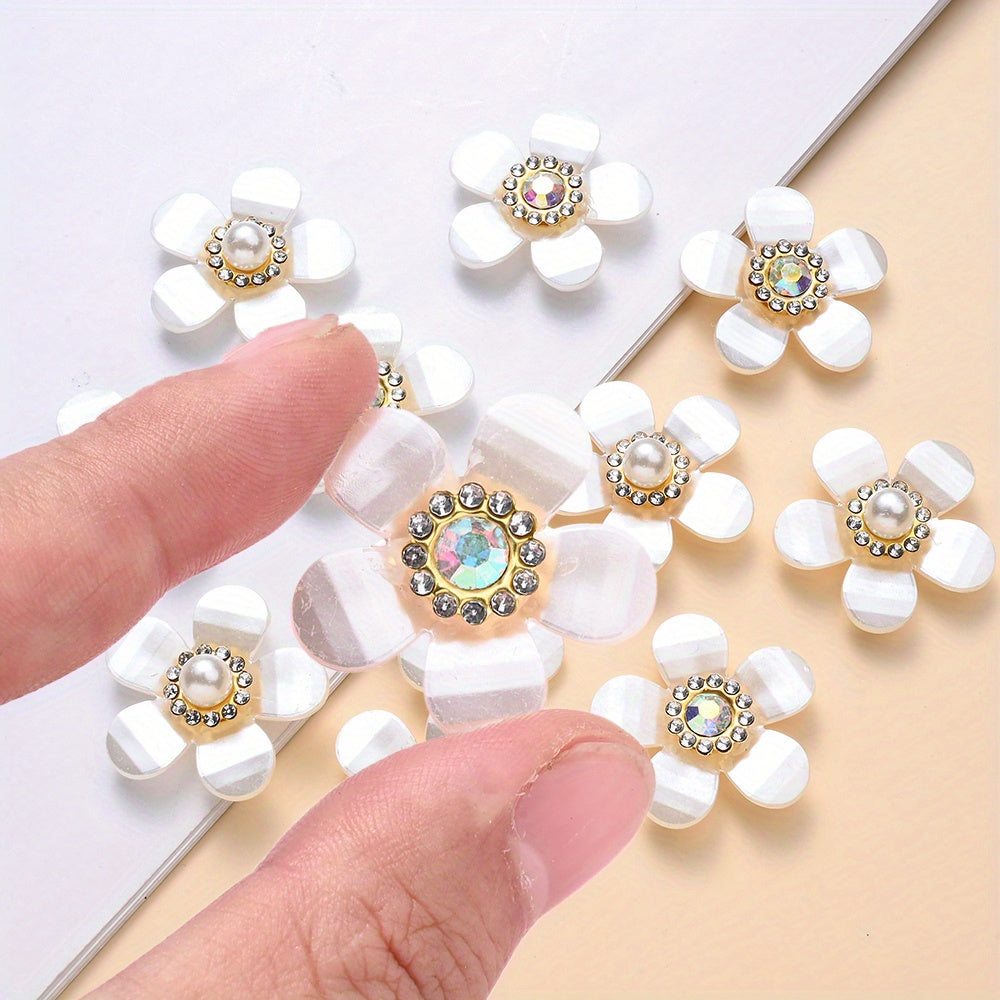 30mm White Blossom Five Petal Flower Flatback Acrylic Beads