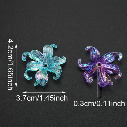 60pcs/box 37x42mm Fleur-de-lis AB Sparkling Flower Beads