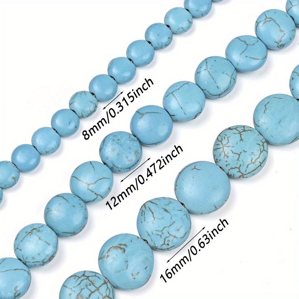 Blue Stone Flat Round Beads
