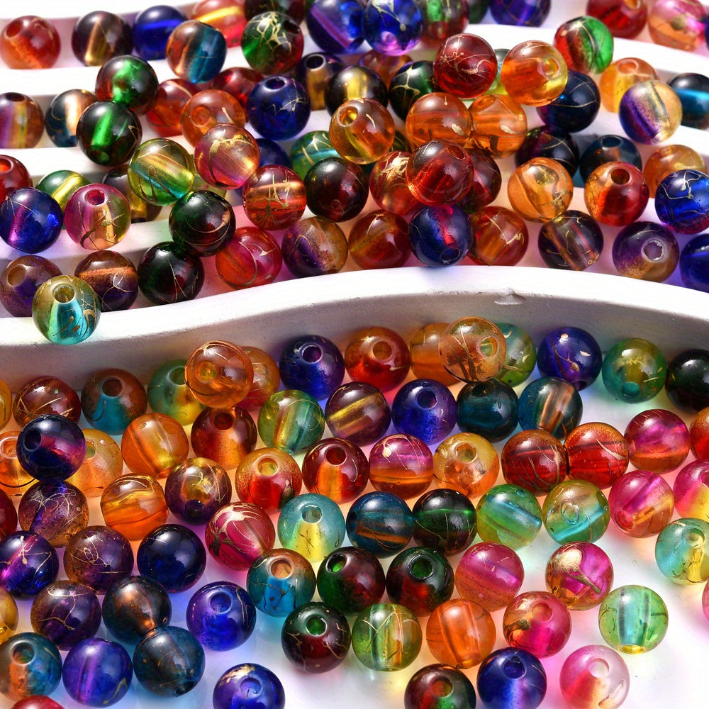 Golden Line Round Acrylic Beads