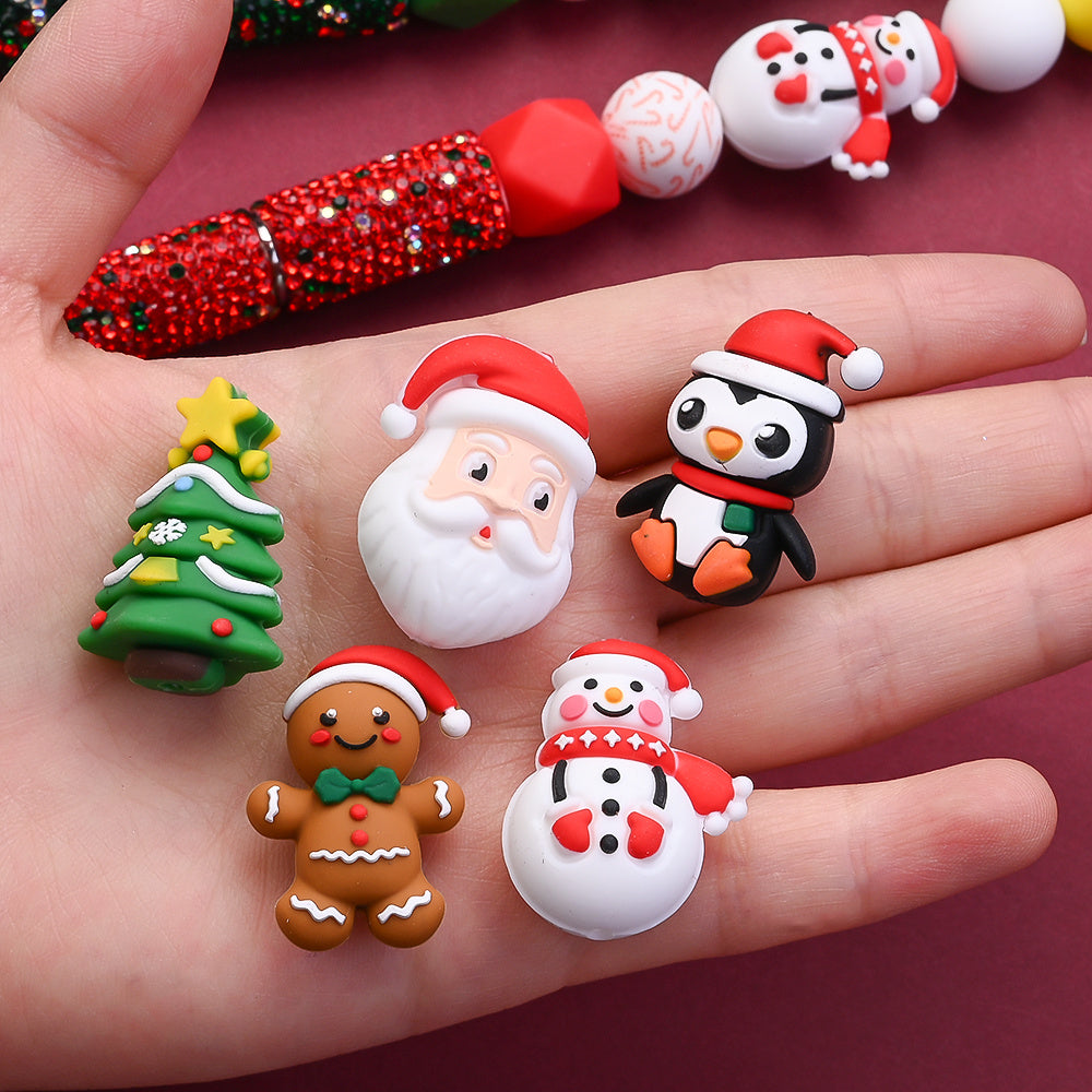 Christmas Silicone Focal Bead Set, 25pcs