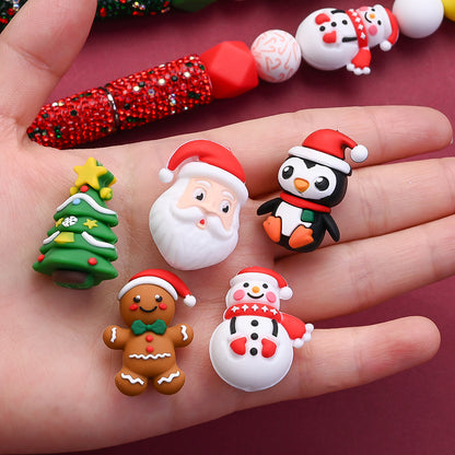 Christmas Silicone Focal Bead Set, 25pcs