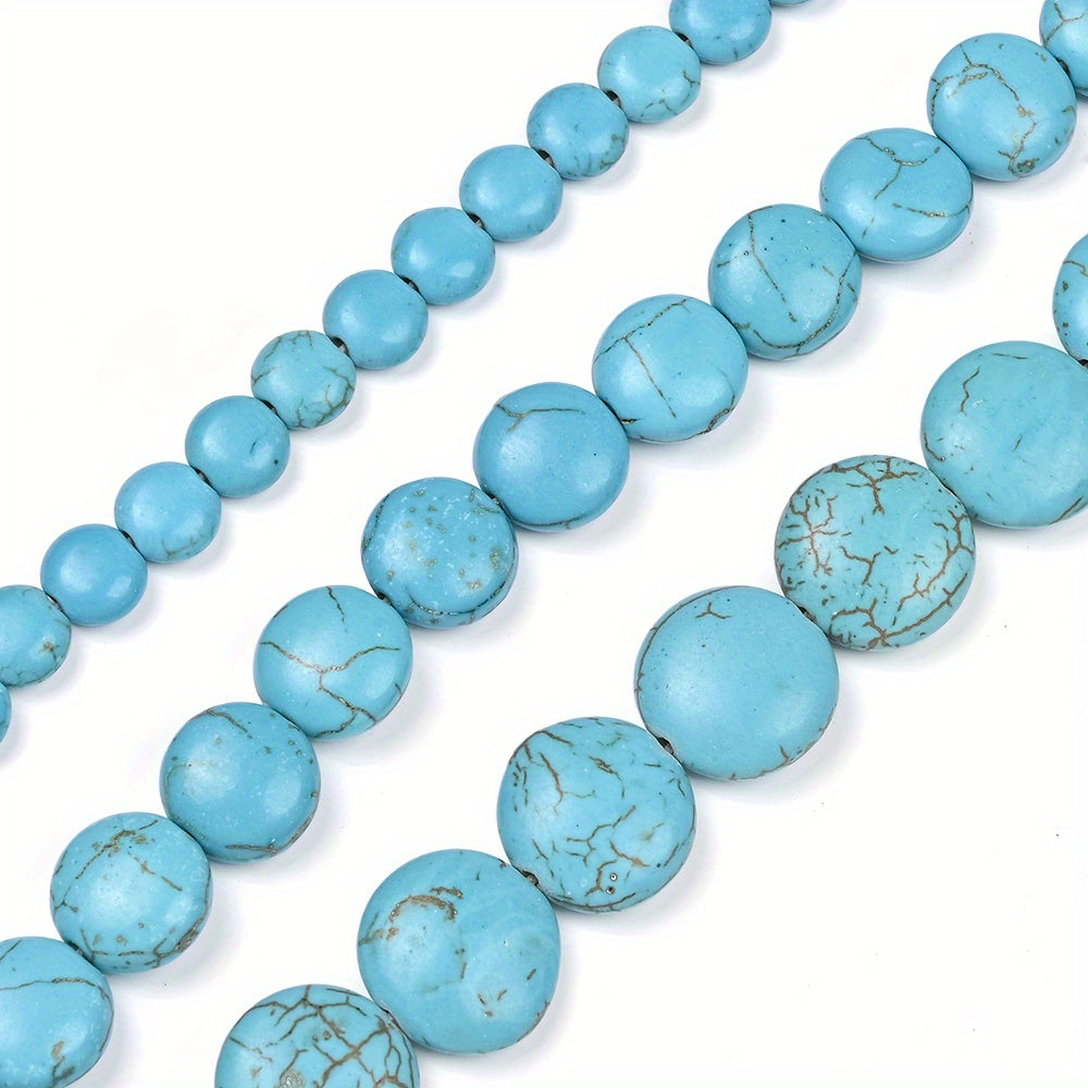 Blue Stone Flat Round Beads