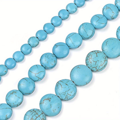 Blue Stone Flat Round Beads
