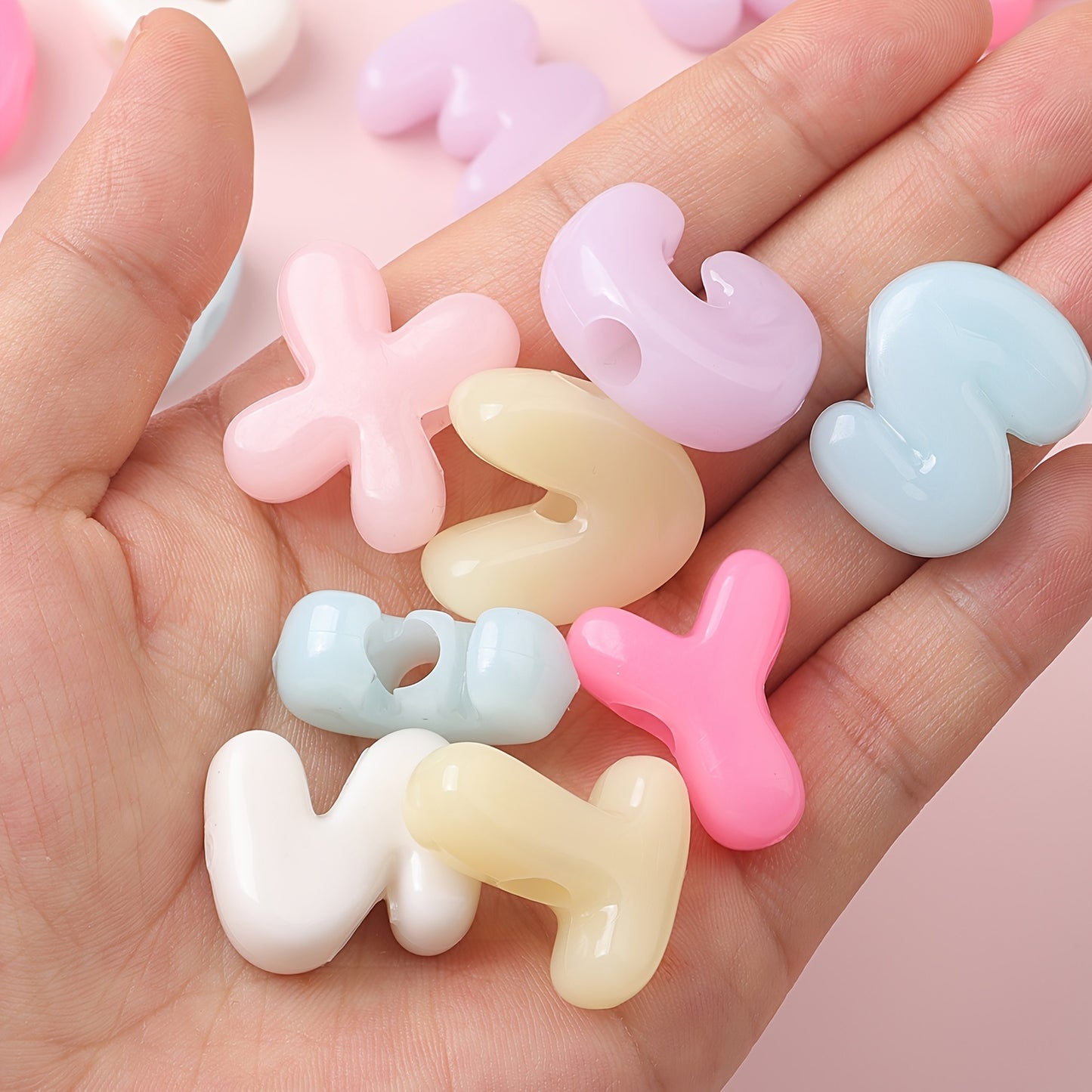 Cream Macaron Acrylic Letter Beads