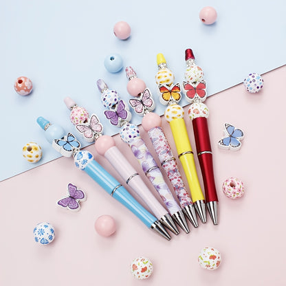 Bloom Flower Rubber Print Silicone Focal Beads