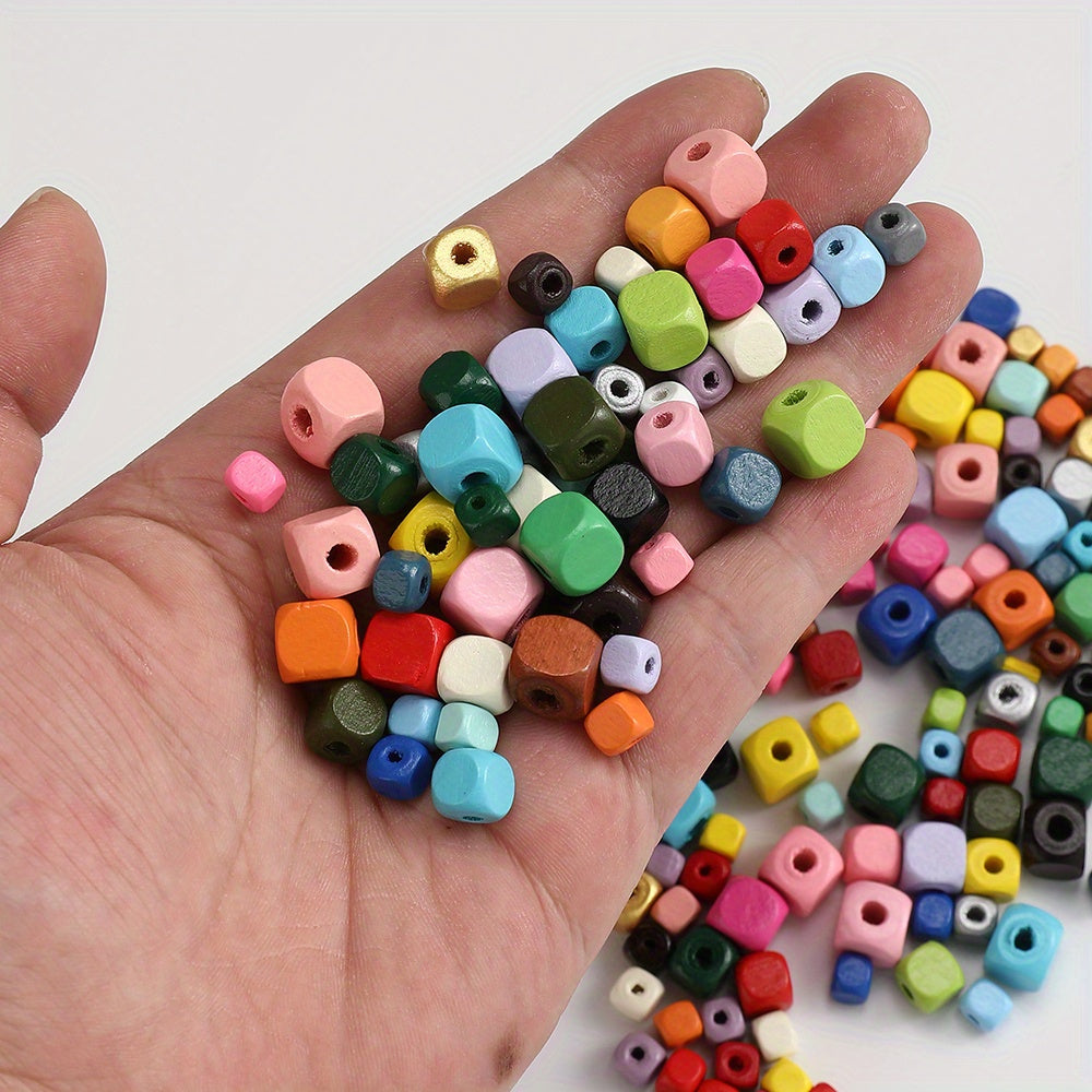 200pcs 6/8/10mm Square Wooden Beads