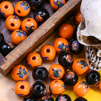 16mm Halloween Wooden Round Beads