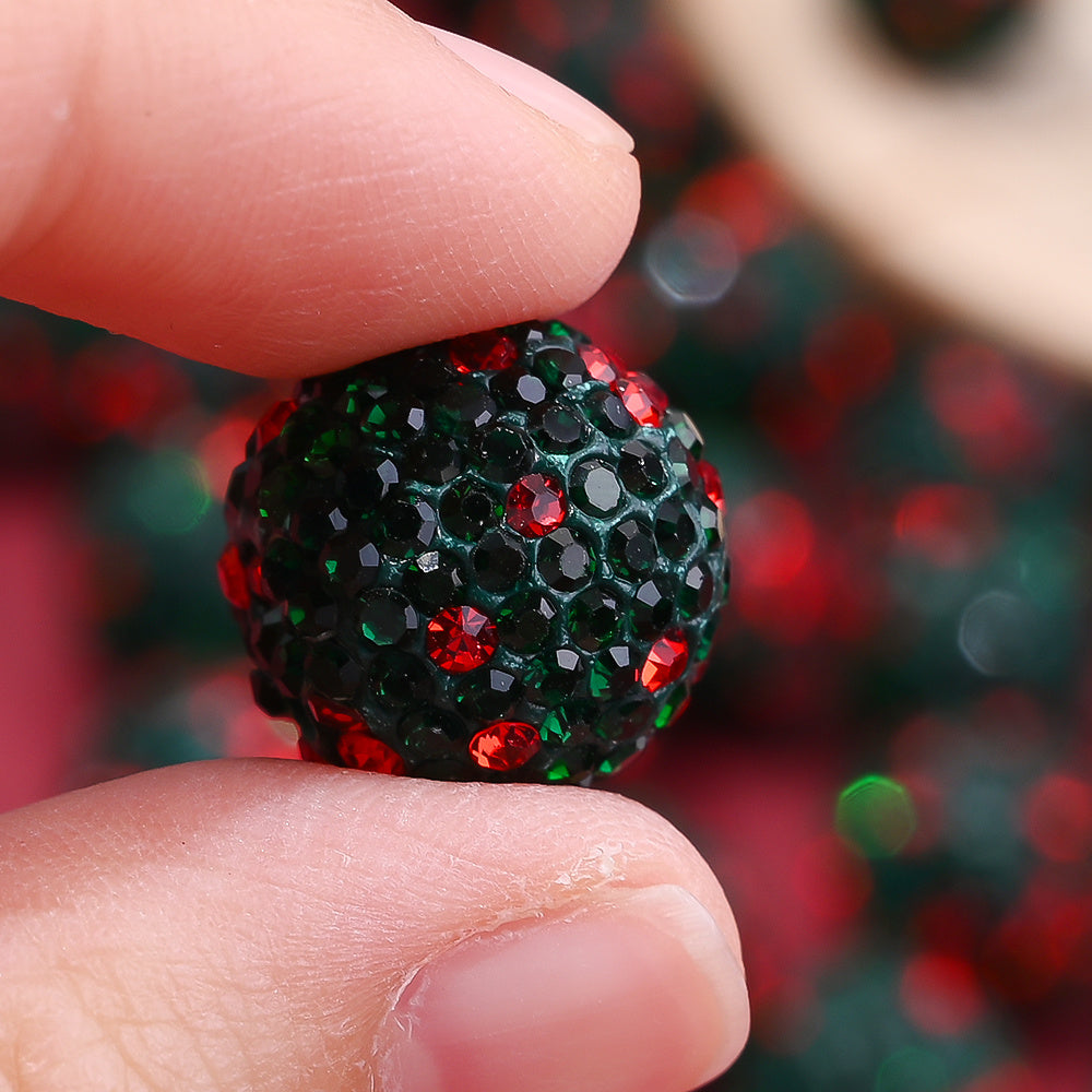 16mm Green Christmas Rhinestone Beads
