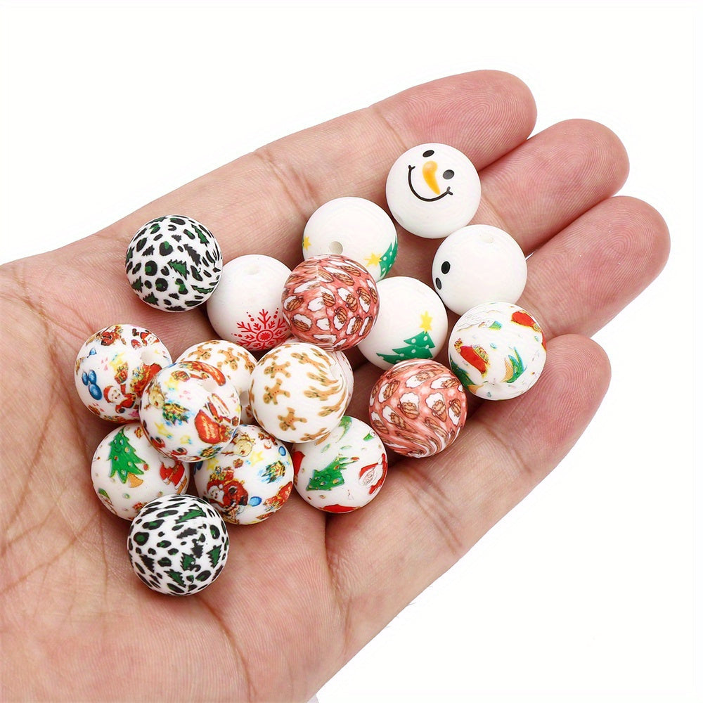 15mm Christmas Silicone Spacer Beads