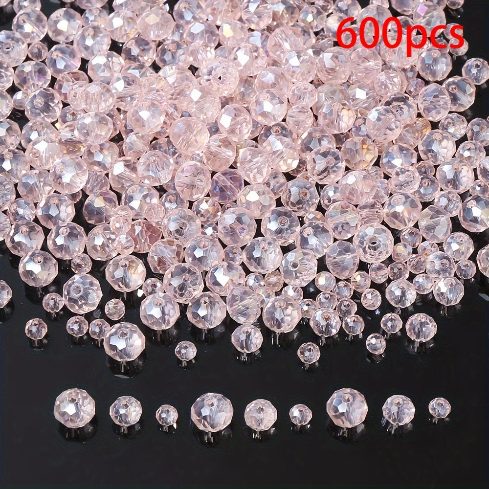 Pink Mix Faceted Rondelle Crystal Glass Beads
