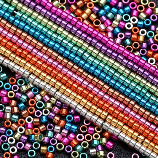 1000pcs 2mm Metallic Color Glass Beads