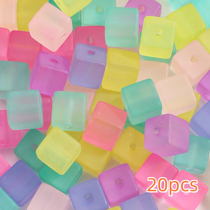 Candy Color Frosted Square Acrylic Beads