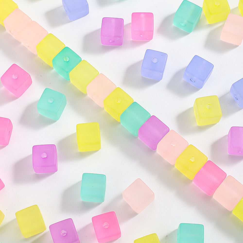 Candy Color Frosted Square Acrylic Beads