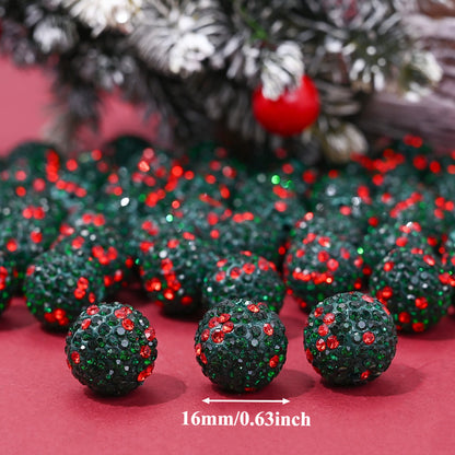 16mm Green Christmas Rhinestone Beads